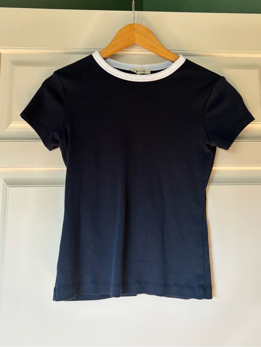 Madewell Navy Blue White Trim Crewneck Tee